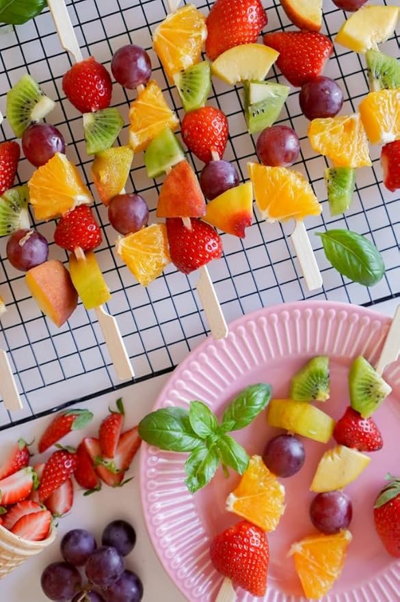 6 inch(200 Pack) Bamboo Wooden Paddle Picks Skewers for Cocktail，Appetizers，Fruit Kabobs，Sandwich，Barbeque Snacks…