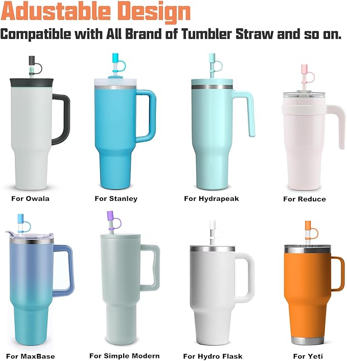 Adjustable Straw Cover for Stanley|Simple Modern|Yeti|Owala|Hydro Flask|Reduce|Maars|Meoky|MaxBase|Beast|Hydrapeak Cup, All Brand of Straw Accessories, Diameter 6mm-12mm, BPA Free, Dishwasher safe