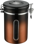 Coffee Canister, Airtight Coffee Container with Date Tracker Lid, Stainless Steel Canister for Kitchen Food Storage (Black-Copper, 22oz)