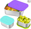 SOPHICO Stainless Steel 24 OZ Snack Containers for Kids，Food Storage Container with Silicone Lid - Perfect 304 Metal Toddler Lunch Box for Daycare and School, Leak Proof （Purple）
