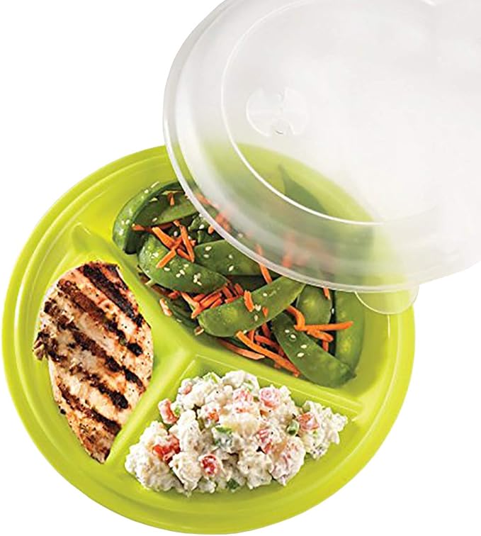BNYD Portion Control Lunch Container with Lid – Travel Food Storage for Meal Prep, Bento Box Style, Divided Microwave Safe Dish (Set of 1)