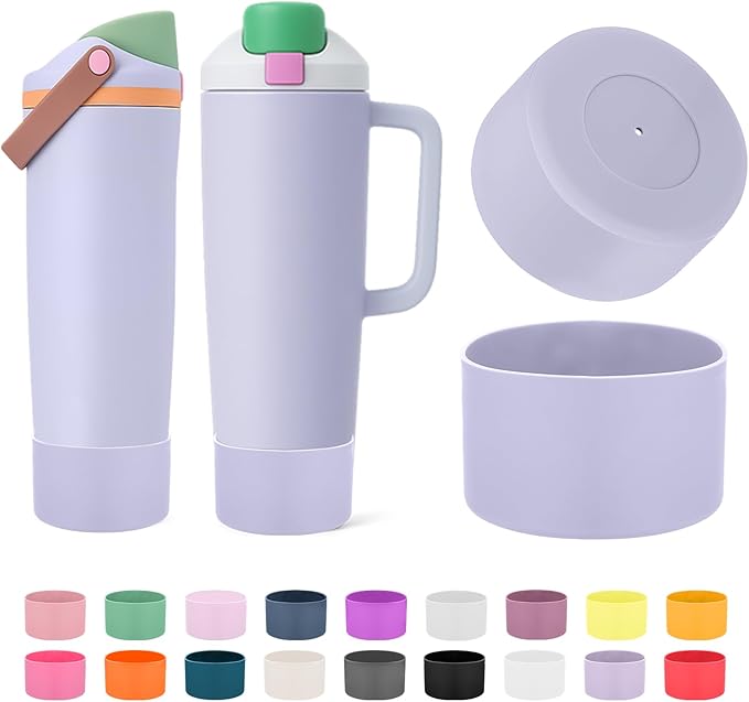 Mity rain 2PCS Protective Silicone Boots for Owala 30oz & 40oz FreeSip Sway Bottles & Tumblers - Accessories for owala, Enhances Stability & Prevents Scratches (Light Purple)