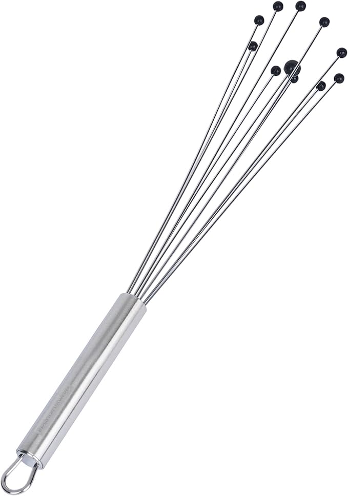 Restaurantware-German Standard 12.6 Inch Ball Whisk, 6 Kitchen Whisks With Silicone Balls - Ergonomic Handle, Dishwashable, Stainless Steel Manual Egg Beater, Durable, For Whisking, Stirring, Mixing