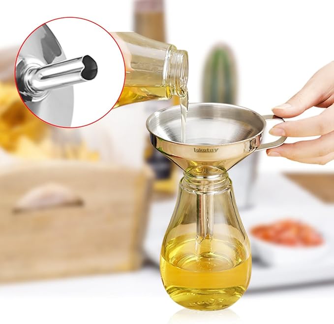 5.5-Inch 14CM Stainless Steel Kitchen Funnel with Strainer Filter for Transferring of Liquid Dry Ingredients and Metal Cooking Funnel