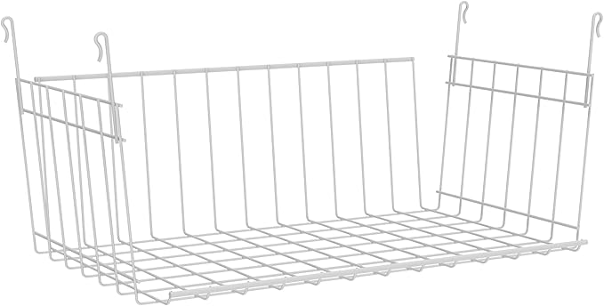 ClosetMaid Wire Hanging Shelf Basket for Storage, Organization in Closet or Pantry, No Assembly or Installation, Durable, 10.68"D x 18.39"W x 7.99"H, White