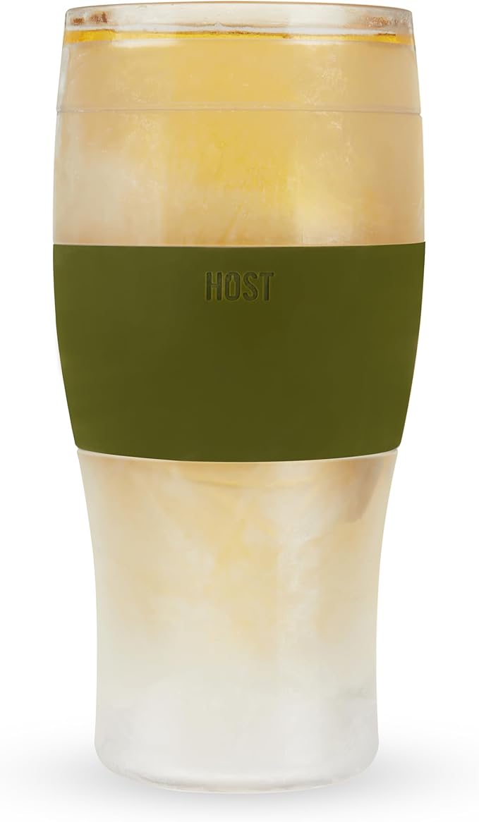 HOST Beer FREEZE Beer Glass Cups Set Drinking Glasses, Freezer Mugs with Gel Double Walled Cool Cups Plastic Multicolor 16oz Set of 4