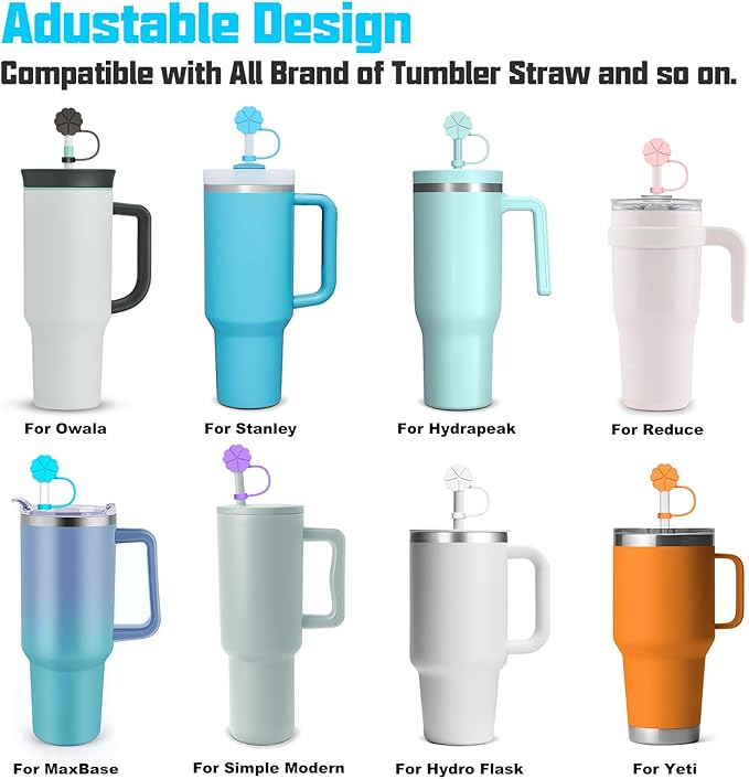 Adjustable Straw Cover for Stanley|Simple Modern|Yeti|Owala|Hydro Flask|Reduce|Maars|Meoky|MaxBase|Beast|Hydrapeak Cup, All Brand of Straw Accessories, Diameter 6mm-12mm, BPA Free, Dishwasher safe