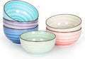 KitchenTour Dessert Bowls Set of 6, 12 OZ Ceramic Cereal Bowls for Kitchen, 4.7 Inch Small Bowls for Snack, Fruit, Ice Cream - Microwave & Dishwasher Safe, Assorted Warm Colors