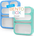 Bento Lunch-Box for Adults Kids Lunches, Portion Control Container Boxes for Women Girls Boys | Leak-proof Snack Containers, BPA-Free Utensils5 Compartments | Blue & Green 2 pack Set