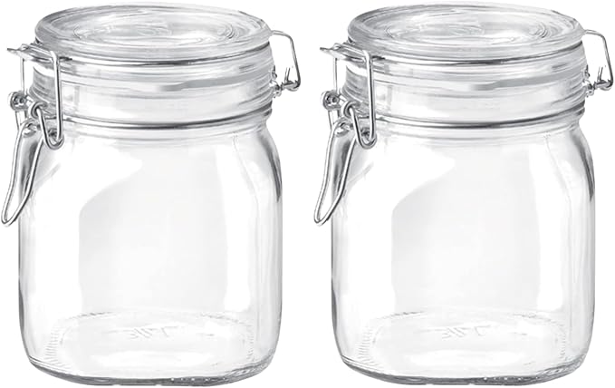 Bormioli Rocco SYNCHKG114546 Fido Clear Glass Jar with 85 mm Gasket, 0.75 Liter (Pack of 2)