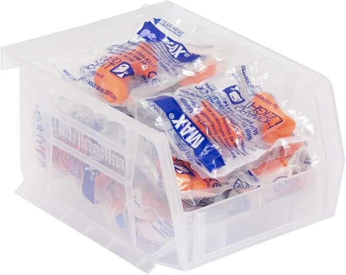 Akro-Mils 30210 AkroBins Plastic Storage Bins, Space-Saving Stackable Bins for Garage, Pantry, Craft Organization, 5-" x 4-" x 3-", Clear, 24-Pack