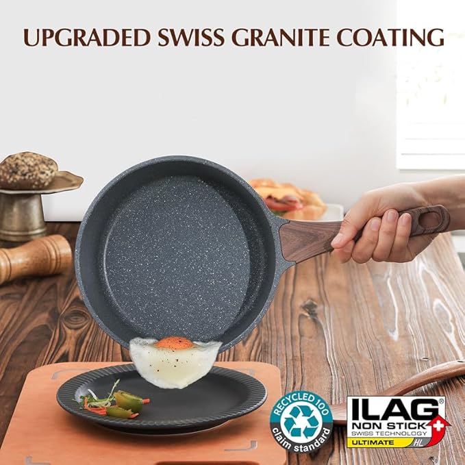 SENSARTE Nonstick Saucepan with Lid, 2.0 Quarts Small Pot with Swiss Granite Coating, Stay-cool Handle, Handy Sauce Pot Small Kitchen Cooking Pot, Induction Comptable, Free of Intentionally Added PFOA
