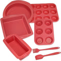 Economical 7in1 Nonstick Silicone Baking Cake Pan Cookie Sheet Molds Tray, Heat Resistant Bakeware Tools for Muffin Loaf Bread Pizza Cupcake