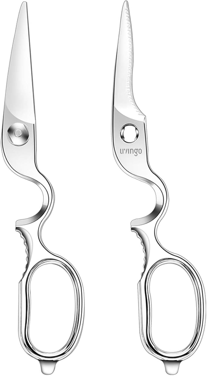 LIVINGO Kitchen Forged Shears Heavy Duty Come Apart Ultra Sharp Multi-function Stainless Steel Scissors Bottle Opener, Nut Cracker 8.5 inch
