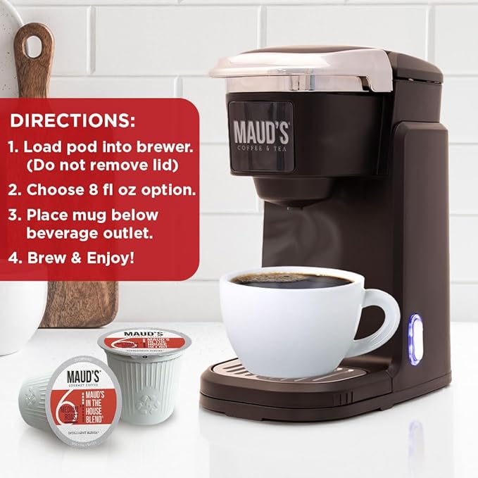 Maud's Medium Roast Coffee Pods, 100 ct, Recyclable Single Serve Pods – 100% Arabica Coffee, Compatible with Keurig K Cups Maker