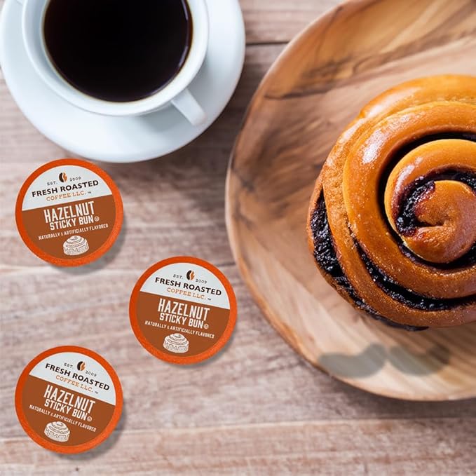 Fresh Roasted Coffee, Sticky Bun, Flavored Coffee Pods, 72 Count