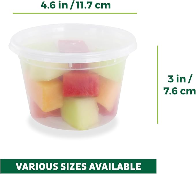 Freshware Food Storage Containers [36 Set] 16 oz Plastic Deli Containers with Lids, Slime, Soup, Meal Prep Container BPA Free Stackable Leakproof Microwave/Dishwasher/Freezer Safe (Pack of 10)