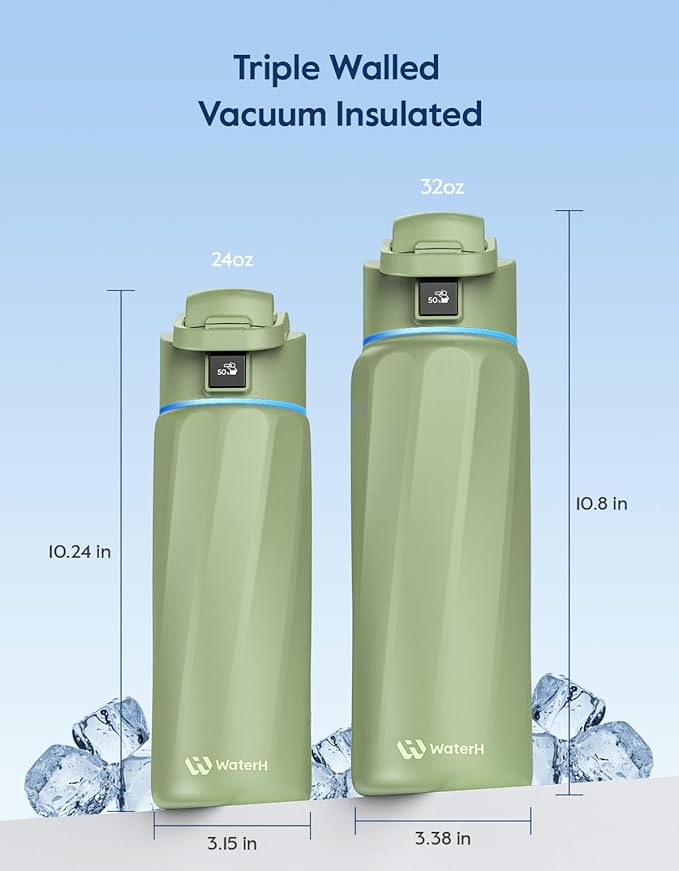 Boost Smart Water Bottle that Reminds You to Drink, 24oz BPA-Free Stainless Steel Vacuum Insulated Bottle, Wide Mouth Water Tracker Bottle with APP, Ideal Gift for Christmas, Thanksgiving Day