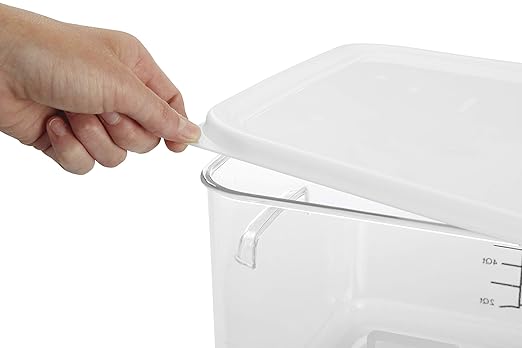 Rubbermaid Commercial Products, Space Saving Square Food Storage Container, 22 Quart, Clear, for Kitchen/Sous Vide/Meal Prep