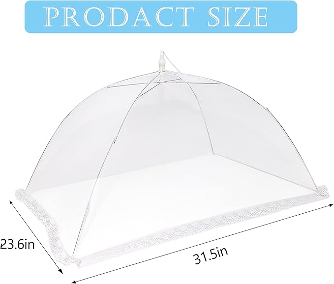 2 PCS Extra Large Food Covers Nets for Outside（40"X24"）umbrella Mesh Screen Covers for Outside Pop-Up Mesh Reusable and Collapsible Food Nets for Parties Picnics Outdoor BBQS…