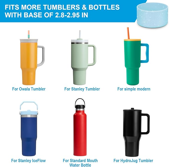 2PCS Glitter Silicone Boot for Owala Water Bottle, Anti-Slip Protective Sleeve for Owala Twist,FreeSip and Flip Stainless Steel Water Bottle, BPA-Free, Dishwasher Safe, Accessories