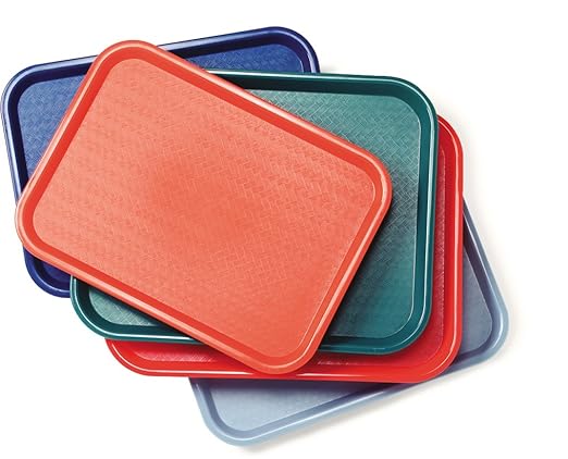 Carlisle FoodService Products CT121614 Café Standard Cafeteria / Fast Food Tray, 12" x 16", Blue