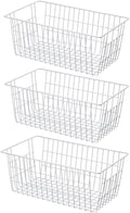 SANNO Large Freezer Baskets Metal Storage Organizer Bin Basket Wire Storage Basket for Kitchen Pantry Bathroom Set of 3 Large Metal Farmhouse Food Fruit Produce Organizer Bins