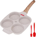 Egg Pan Egg Frying Pan, Fried Egg Pan Nonstick 4 Cups Pancake Pan Aluminium Alloy Cooker for Breakfast, Induction Compatible (White)