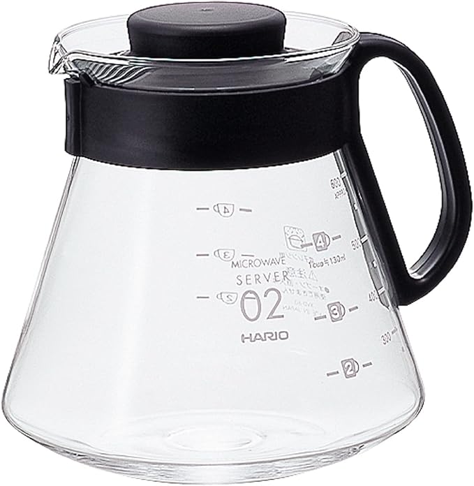 Hario V60 Glass Range Coffee Server, 600ml, Black