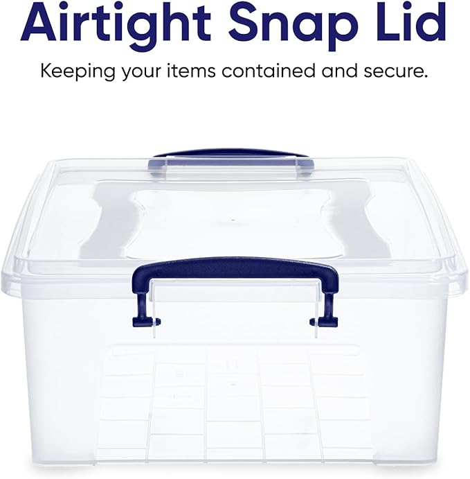 Superio Clear Storage Box with Lid, 22 Quart Plastic Container Bins for Organizing, Stackable Crate, Storage Bin Organizer for Home, Office, School, and College