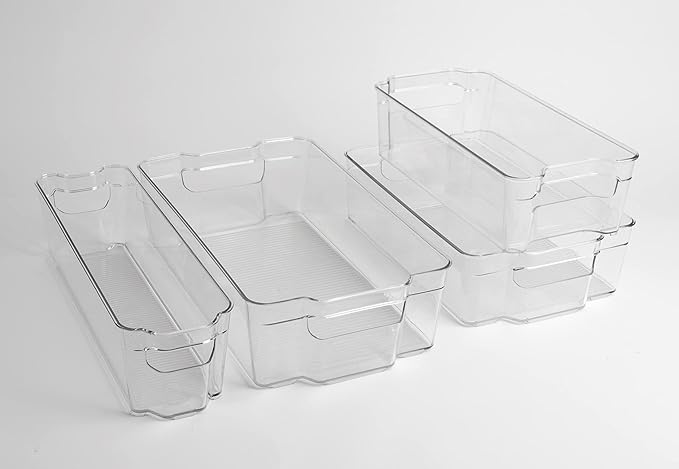 Dial Industries, Inc.Fridge, Kitchen Pantry Stackable Organizer Bins, Set of 4, Assorted Sizes