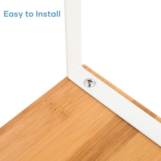 NEX Kitchen Cabinet and Counter Shelf Organizer, Stackable & Expandable, White and Natural