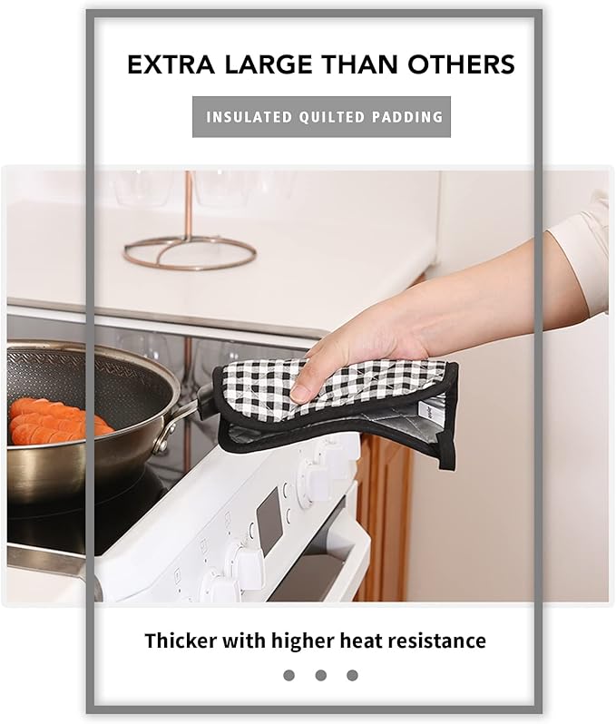 Joyhalo 4 Pack Pot Holders for Kitchen,Cotton Oven Holder with Great Heat Resistance,Non Slip Hot Pads for Kitchen Clearance,Black Buffalo Plaid