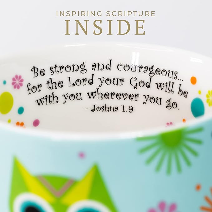 Divinity Boutique Owl Mug - Inspirational Ceramic Coffee Mug with Scripture for Women, Mom, Friends, Owl Lovers that is Colorful and Dishwasher Safe