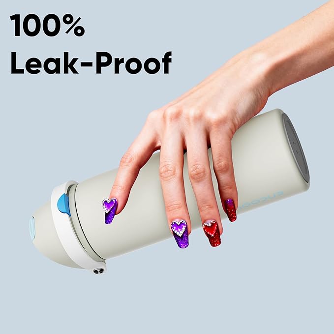 Insulated Water Bottle with Straw - Encool Stainless Steel Water Bottle with Push Button Lid, Leak-Proof & BPA-Free, Keeps Cold for 24 Hours for Sports, Travel, Gym (24 oz, Kangaroo Grey)