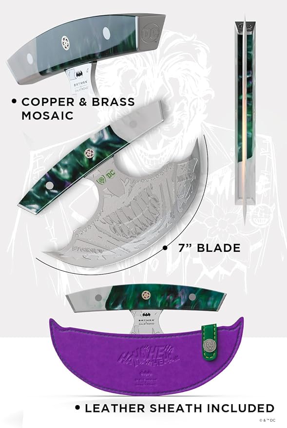 Dalstrong Ulu Knife - 7 inch Chef Knife - THE JOKER™ Edition Official License - 5 Layer 9CR18MOV Stainless Steel - Uniquely Cast Resin Handle - Collection Item - w/Sheath
