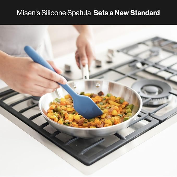 Misen Spatulas - Stainless Steel Fish Spatula and Nonstick-Safe Silicone Spatuala - Blue