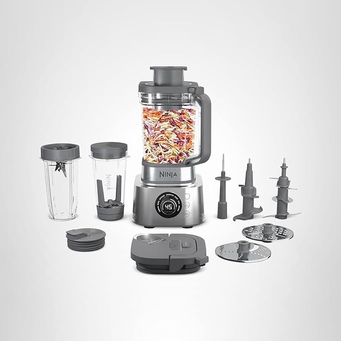 Ninja Blender & Food Processor Combo, Foodi Power Blender System for Smoothies, Bowls, Spreads & Shakes, 6 Functions, 72-oz Pitcher, To-Go Cups, Silver, SS401