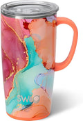 Swig Life 22oz Travel Mug, Insulated Tumbler with Handle and Lid, Cup Holder Friendly, Dishwasher Safe, Stainless Steel, Travel Coffee Cup, Insulated Mug with Lid (Dreamsicle)