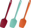 Heat Resistant Silicone Spoon Spatulas, Doosu 600°F High Temp Flexible Cooking Spoons Kitchen Spoonula Scratch-Proof for Mixing Stirring Scraping Serving Non-Stick Cookware (Set of 3, Multi-5)