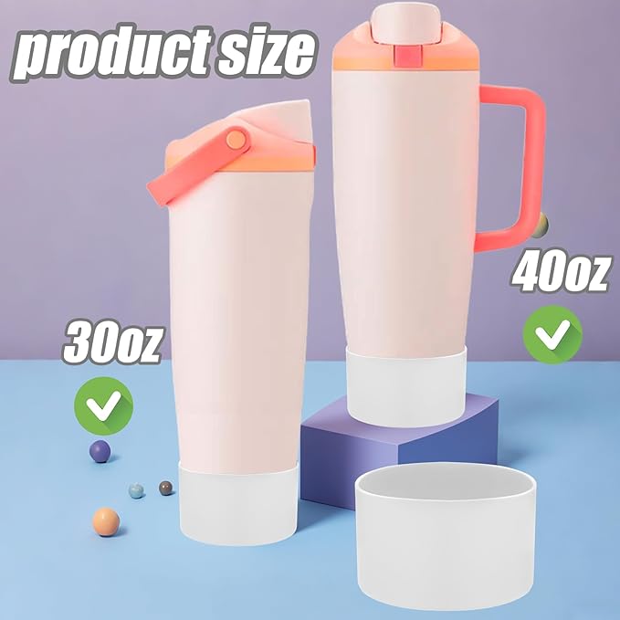 Mity rain 2PCS Protective Silicone Boots for Owala 30oz & 40oz FreeSip Sway Bottles & Tumblers - Accessories for owala, Enhances Stability & Prevents Scratches (White)