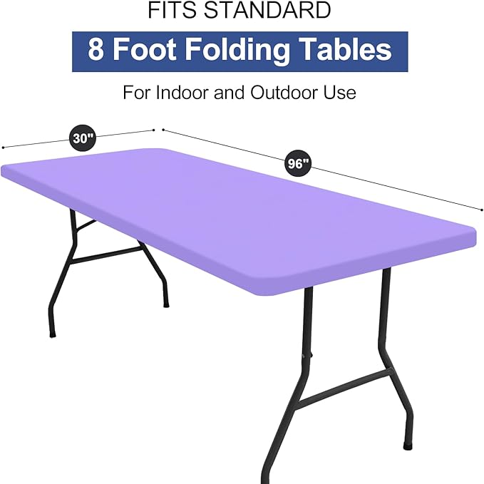 homing Rectangle Table Cloth Cover, Waterproof Polyester Elastic Fitted Tablecloth, Fits for 8 Foot Folding Tables, Washable Table Protector for Picnic, Camping, Outdoor (Lavender, 30" x 96")
