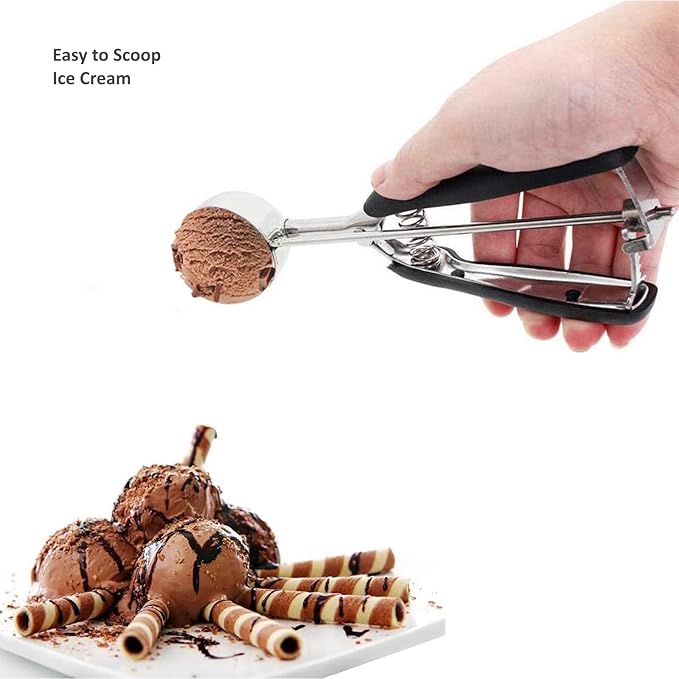 Cookie Scoop, Ice Cream Scoop, Medium Cookie Scoops for Baking, 18/8 Stainless Steel Cookie Scooper for Baking, Ice Cream Scooper with Trigger Release, Cookie Dough Scoop with Non-slip Grip (M)……