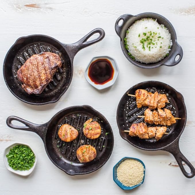 Lodge Cast Iron Grill Pan, 6.5 Inch, Black