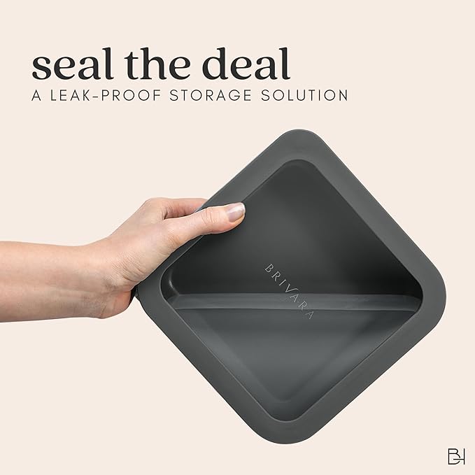 Ceramic Coated Glass Food Storage Container | No PTFE, PFOA, PFAS, and BPA | Reusable Non Toxic Meal Prep Container with Glass Lid | Easy To Store | 8 Cup Square [Onyx]