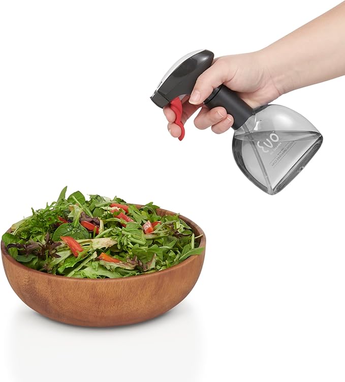 Evo Mini Oil Sprayer Bottle | Non-Aerosol for Olive Oil, Cooking Oils, Vinegars | 8-Oz Capacity | Rotatable Nozzle | Gourmet Cooking Tools - Food-Safe Materials - Charcoal, Set of 2