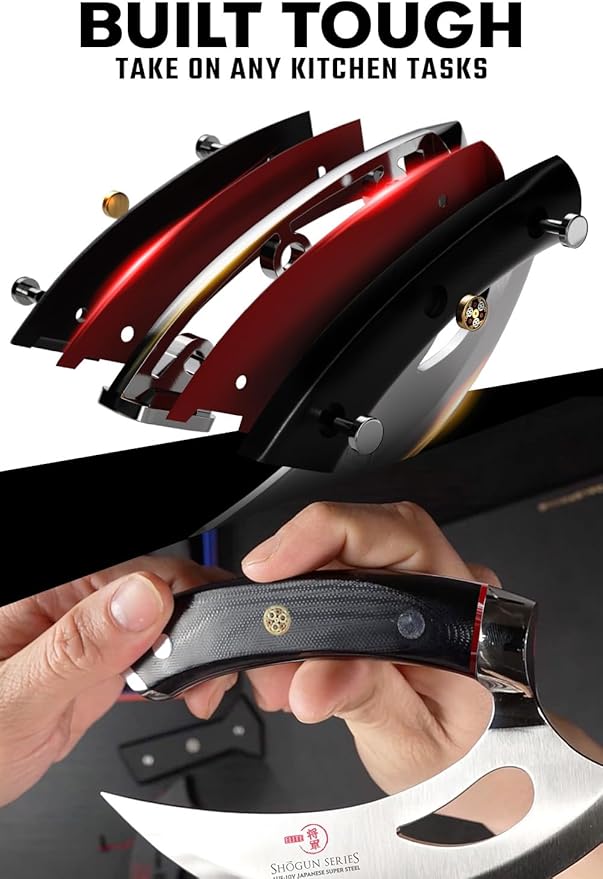 Dalstrong Ulu Knife - 6.5 inch - Rocking, Mincing, Slicing Meat & Herb Knife - Shogun Series Elite - Japanese AUS-10V Super Steel Kitchen Knife - Black G10 Handle - w/Sheath