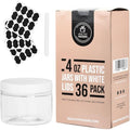 Healthy Packers Plastic Jars With White Lids - 4 oz 36-Pack Small Plastic Containers With Lids, Labels and Marker. Great for Slime, Lotion, Crafts, Travel & General Storage