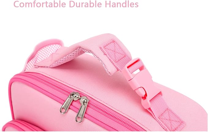 FlowFly Kids Lunch box Insulated Soft Bag Mini Cooer Back to School Thermal Meal Tote Kit for Girls, Boys,Pink