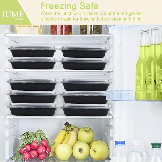 IUM Reusable Food Containers, 50-Pack 24 OZ Plastic Meal Prep Containers with Lids - Durable Stackable Lunch Boxes, Dishwasher Safe
